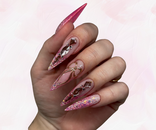 Pink Glam Stiletto Nails ✨